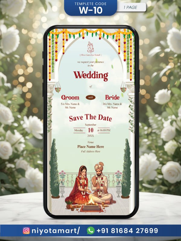 Traditional Hindu Wedding Save the Date Invitation |  Hindu Wedding | W-10