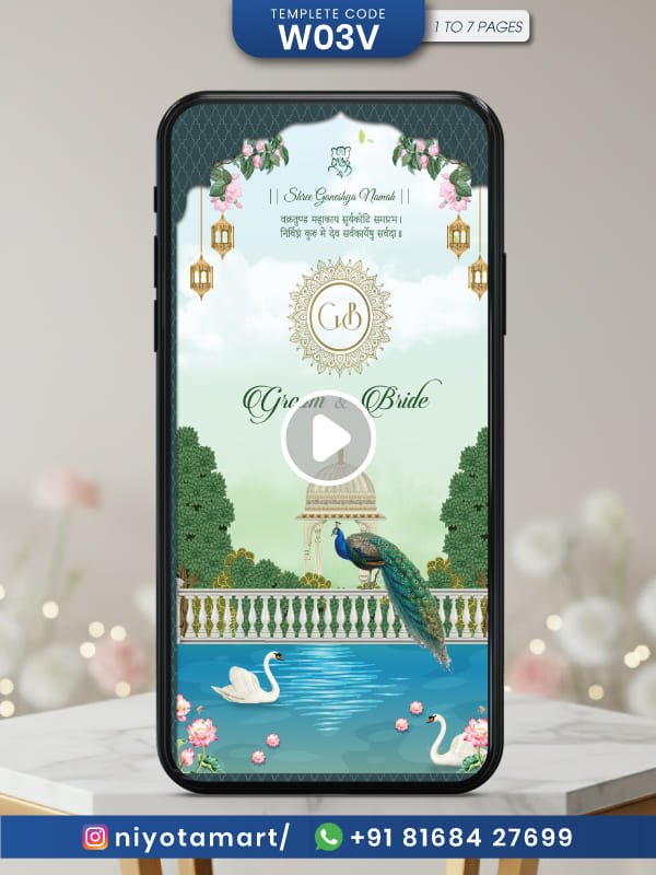 Royal Peacock Wedding Video Invitation | Hindu wedding Video Invitation |  W03V